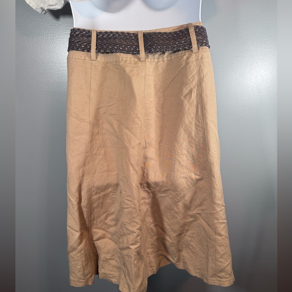 Appraisal Plus Camel Tan A-Line Skirt & Woven Brown Belt Set | Plus Size 18W - Picture 6 of 12